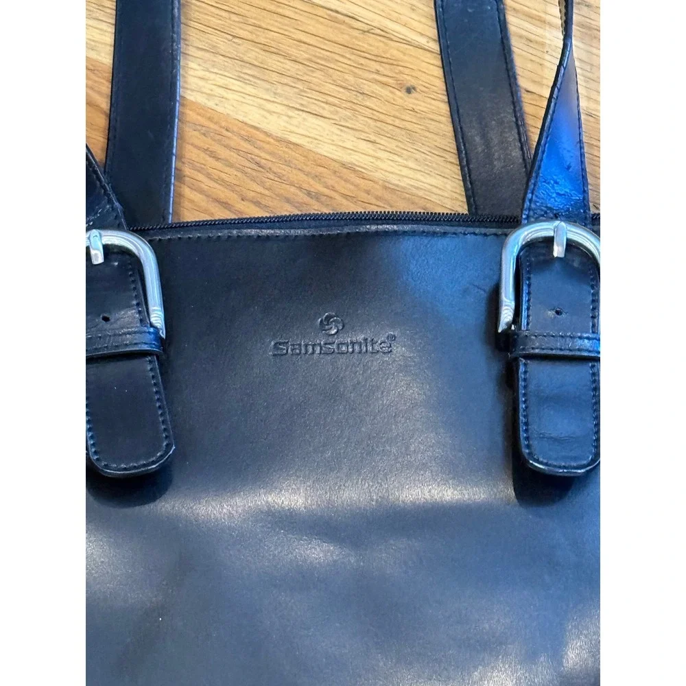 Samsonite Black Faux Leather Laptop Tote Bag Business Briefcase 922765